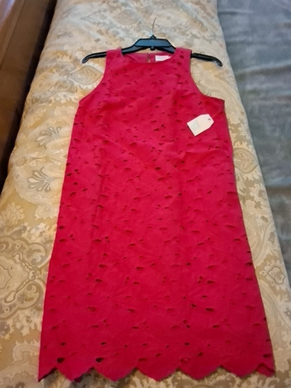 New Time and Tru Hot Pink Eyelet Shift Mini Dress